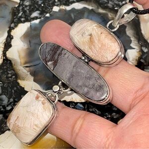Scolecite & Porcelain Jasper Crystal Pendant 3”